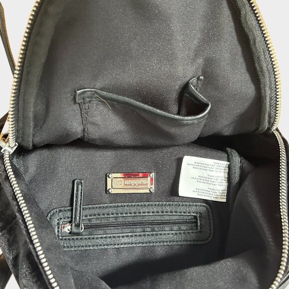 STEVE MADDEN GIRLS BLACK FAUX VELVET MINI STUDDED BACKPACK - Picture 4 of 14